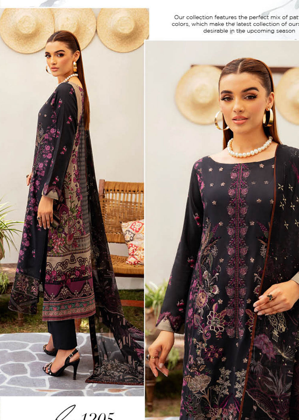 L-1205 - Unstitched - Ramsha Mashaal Luxury Lawn Vol 12 2024 - Memsaab Online