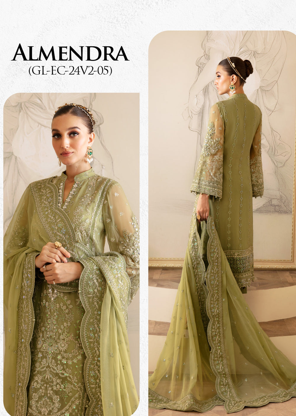 GLEC-05 - Almendra - Unstitched - Gulaal Embroidered Chiffon Collection 2024 - Memsaab Online