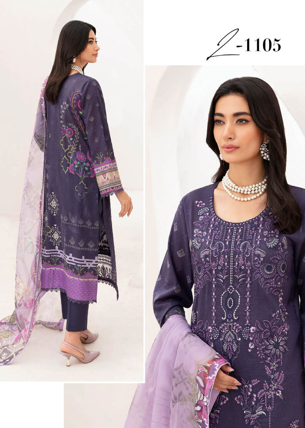 Z-1105-R - Readymade - Ramsha Mashaal Luxury Lawn Vol 11 - Memsaab Online