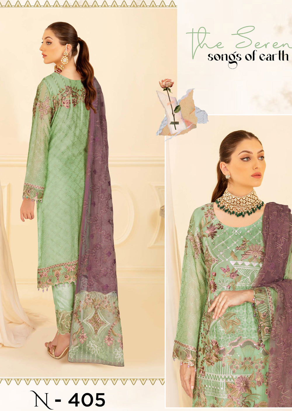 N-405-R - Readymade - Ramsha Nayab Weightless Chiffon Vol 4 2024 - Memsaab Online