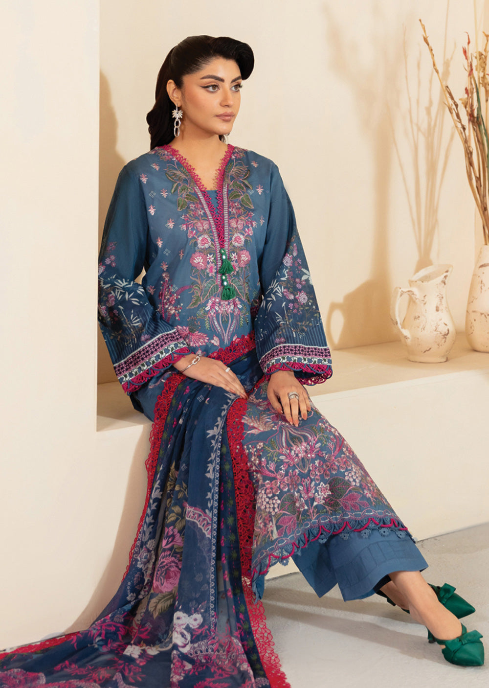 RMSHO-05 - Unstitched - Ramsha Mashaal Luxury Lawn Vol 13 - Memsaab Online