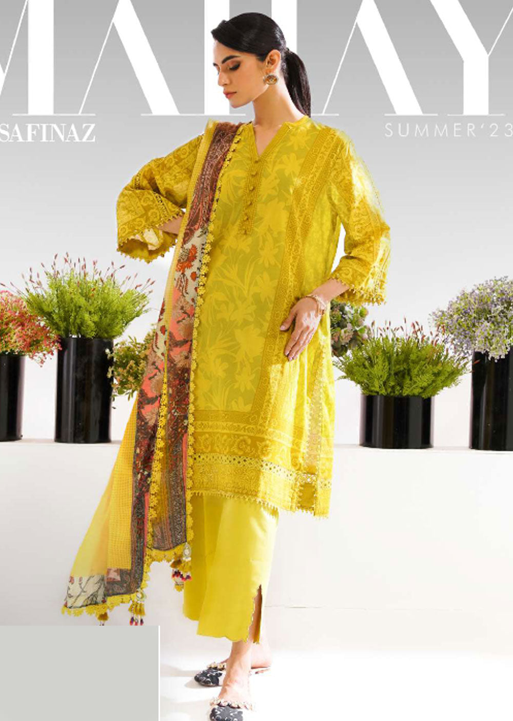 MZN-05-B - Unstitched - Mahay Summer Collection by Sana Safinaz 2023 - Memsaab Online