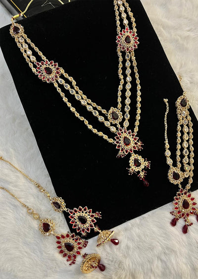 JBM32 Gold Plated Red Diamond choker Set - Memsaab Online