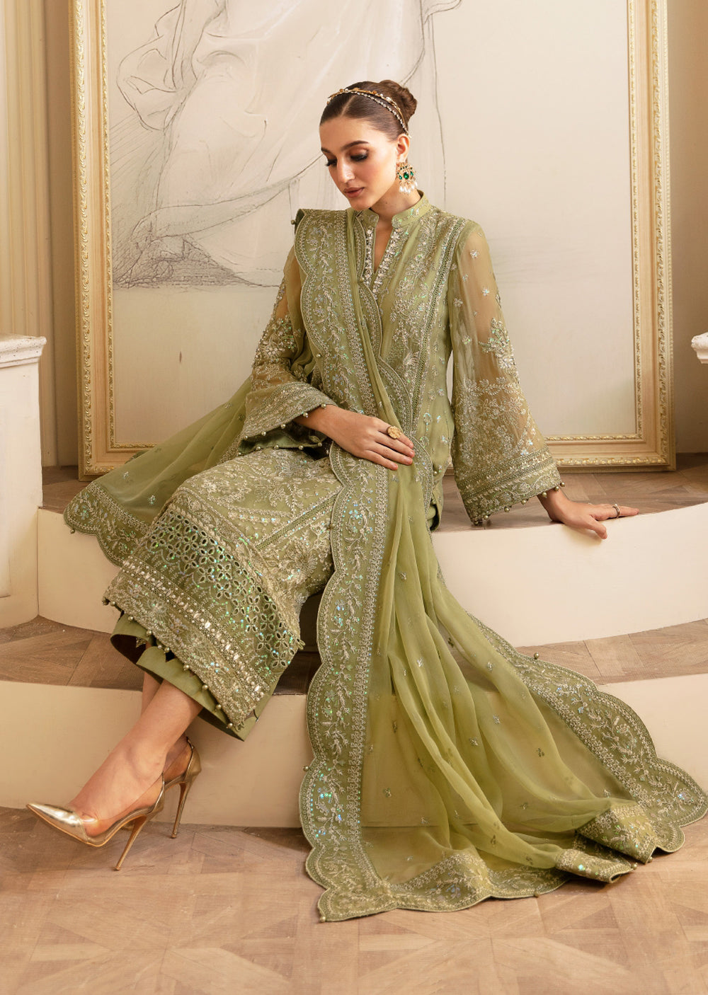 GLEC-05-R - Almendra - Readymade - Gulaal Embroidered Chiffon Collection 2024 - Memsaab Online