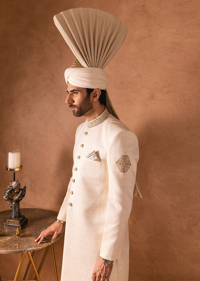 SHR-05 - offwhite - Readymade Mens Sherwani 2024 - Memsaab Online