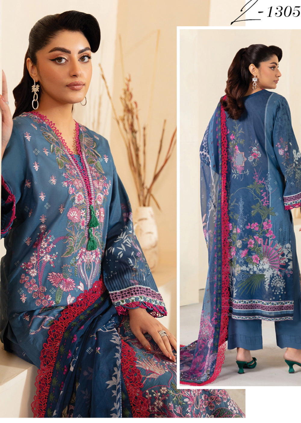 RMSHO-05 - Unstitched - Ramsha Mashaal Luxury Lawn Vol 13 - Memsaab Online