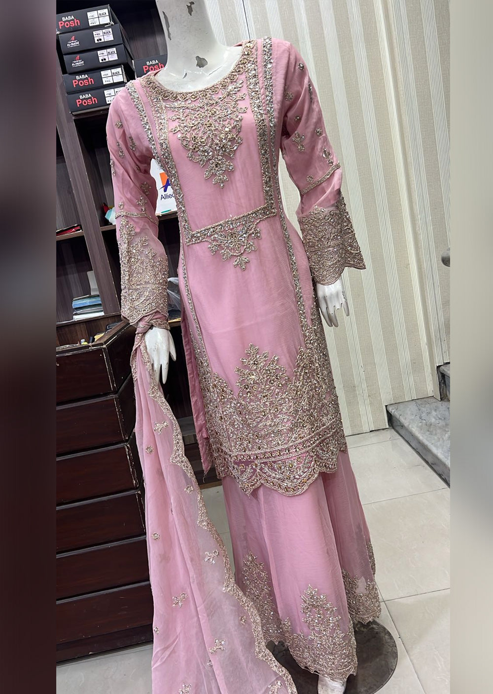 SHAZ9008 Chiffon Embroidered Mummy n Me Outfit - Memsaab Online