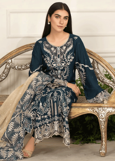 HSS-164 - Readymade - Aura Zink Majestic Embroidery suit by Heeras - Memsaab Online