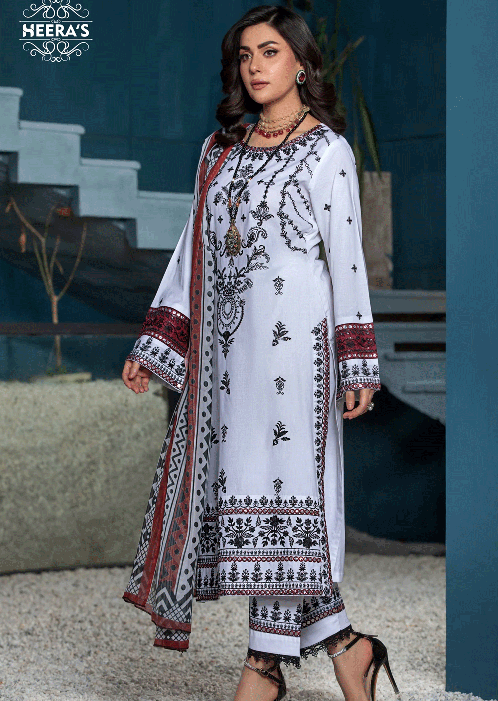 HSS-201 - Readymade - Luxury Embroidered Heeras Suit - Memsaab Online