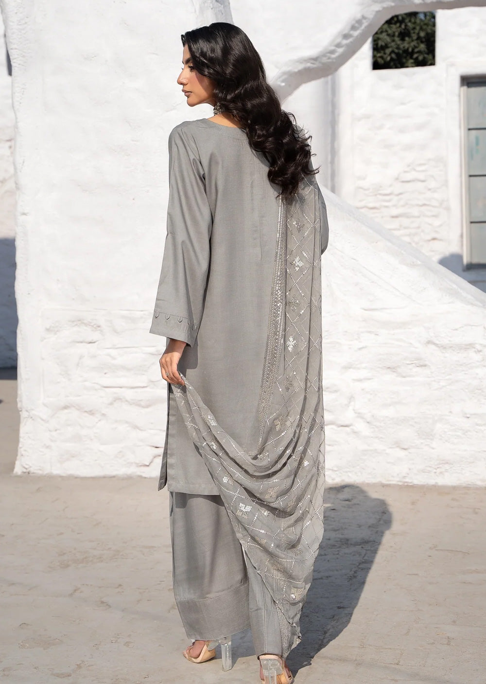 RNDH-05- Grey - Readymade - Rania.H Linen Collection 2025 - Memsaab Online