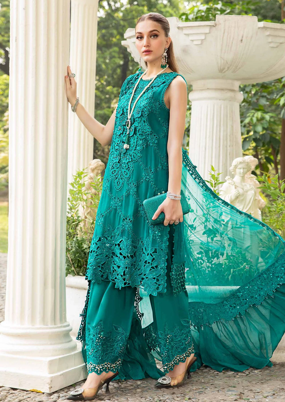 MPC-24-105 - Unstitched - Maria B Embroidered Chiffon 2024 - Memsaab Online