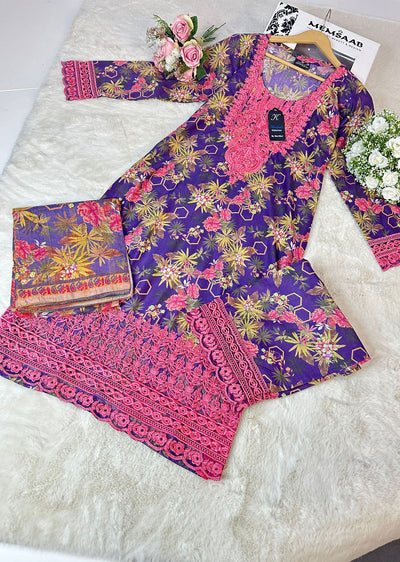 ASK606 Readymade Printed Lawn Suit - Memsaab Online