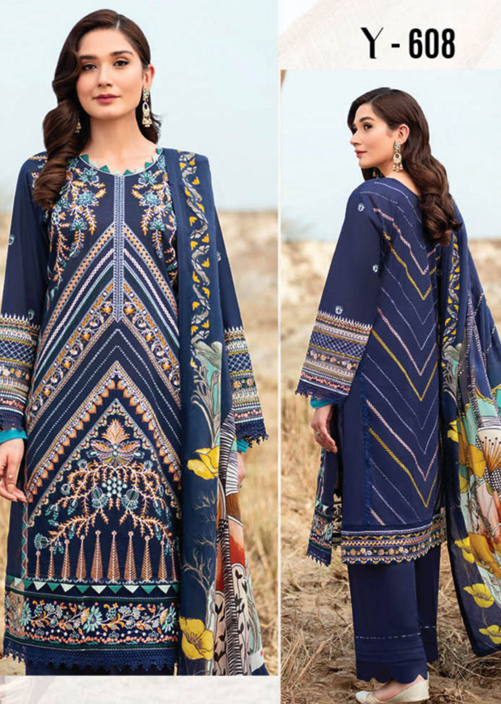 Y-608 - Unstitched - Ramsha Riwayat Luxury Lawn Vol 06 2023 - Memsaab Online