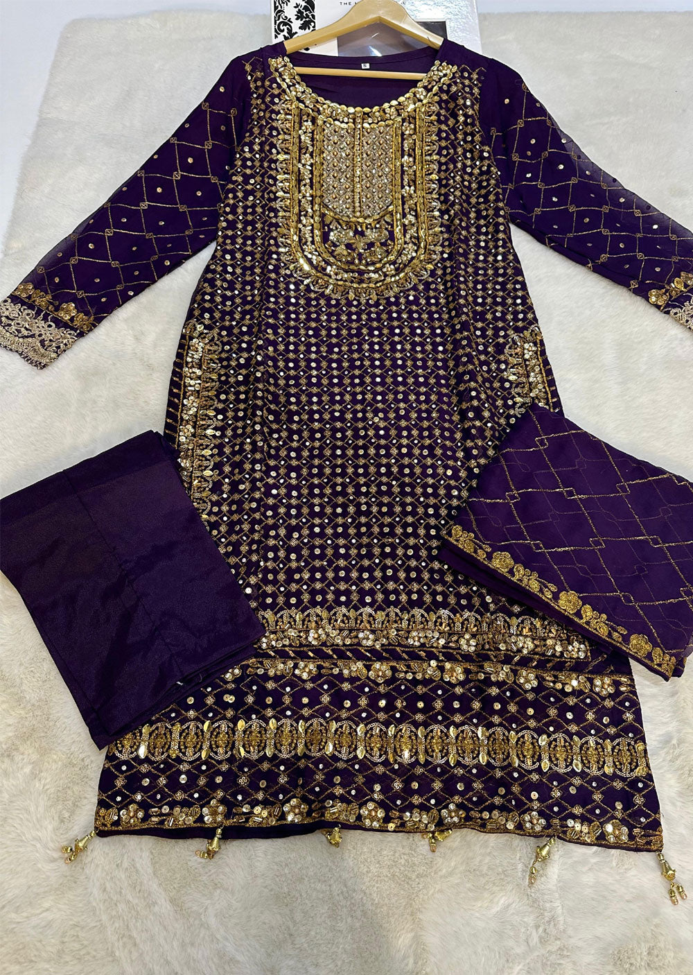 SLM608 Haseen - Readymade Purple Chiffon Outfit - Memsaab Online