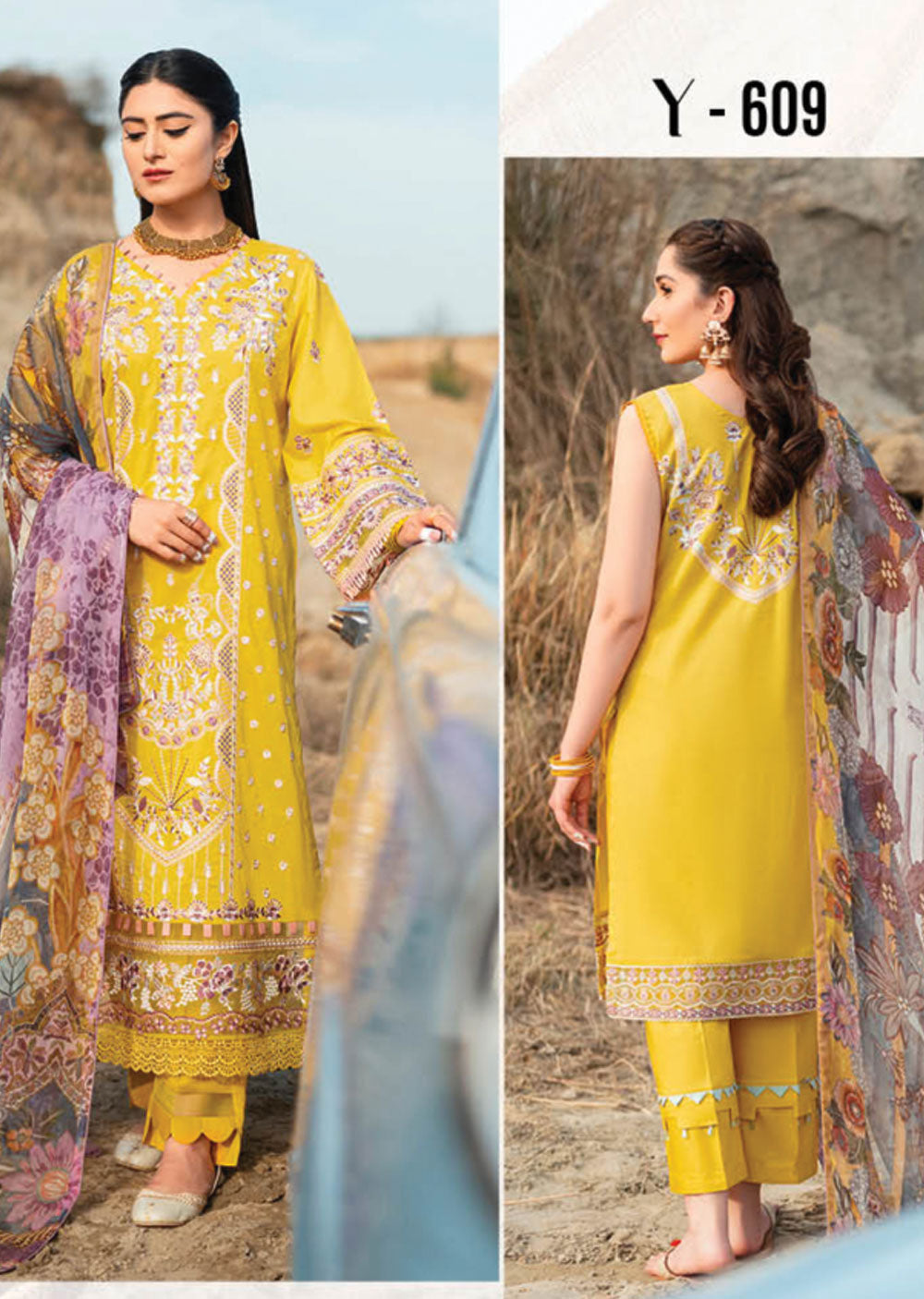 Y-609 - Unstitched - Ramsha Riwayat Luxury Lawn Vol 06 2023 - Memsaab Online