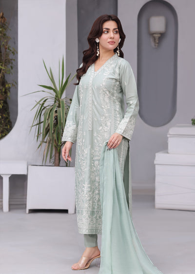 HK297 - Green - Readymade - Mother & Daughter Linen Outfit 2025 - Memsaab Online