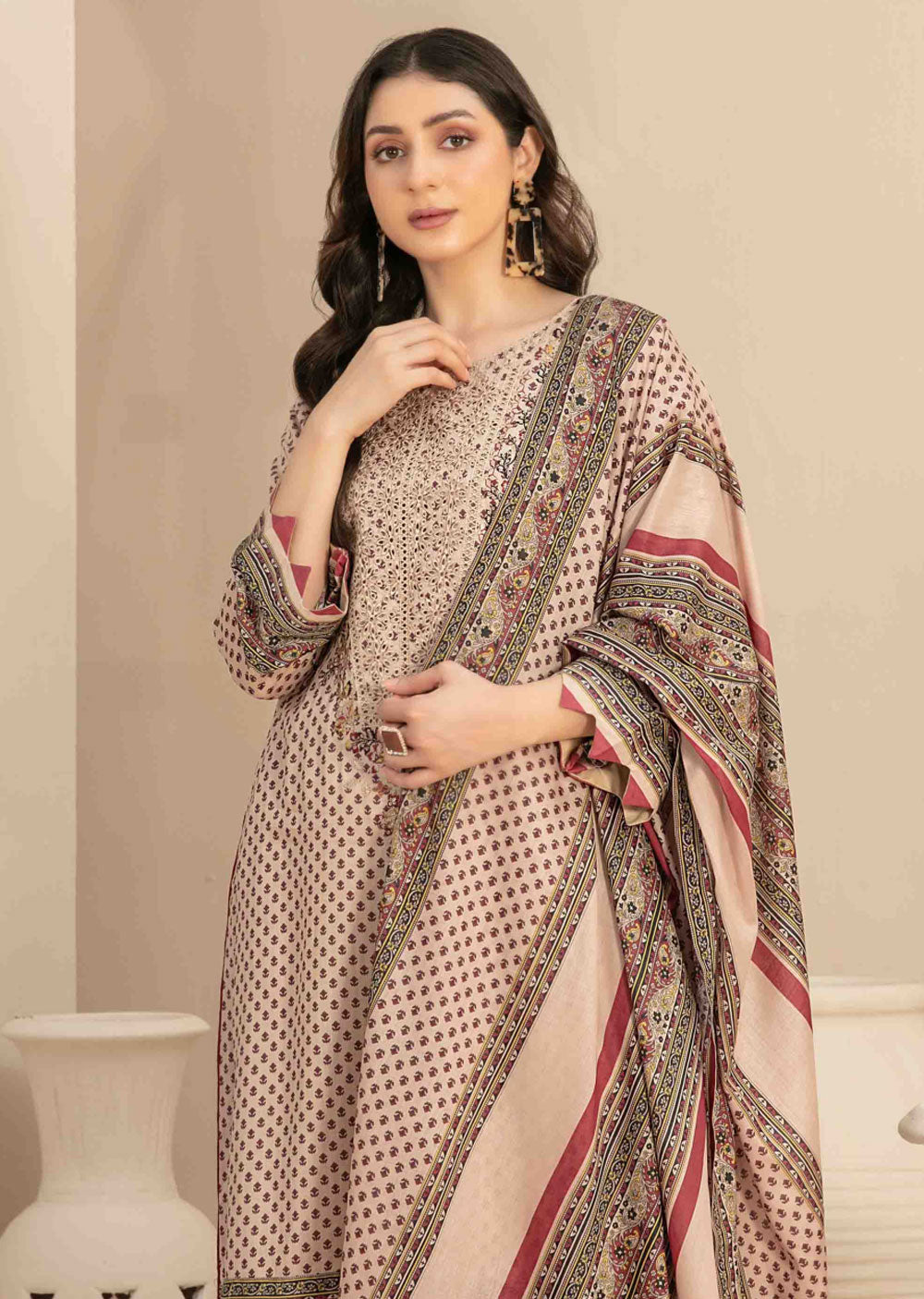 D-3460 - Readymade - Naama Embroidered Lawn By Tawakkal 2024 - Memsaab Online