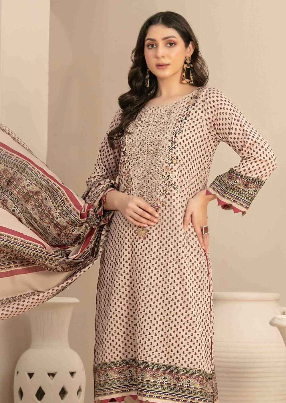 D-3460 - Readymade - Naama Embroidered Lawn By Tawakkal 2024 - Memsaab Online