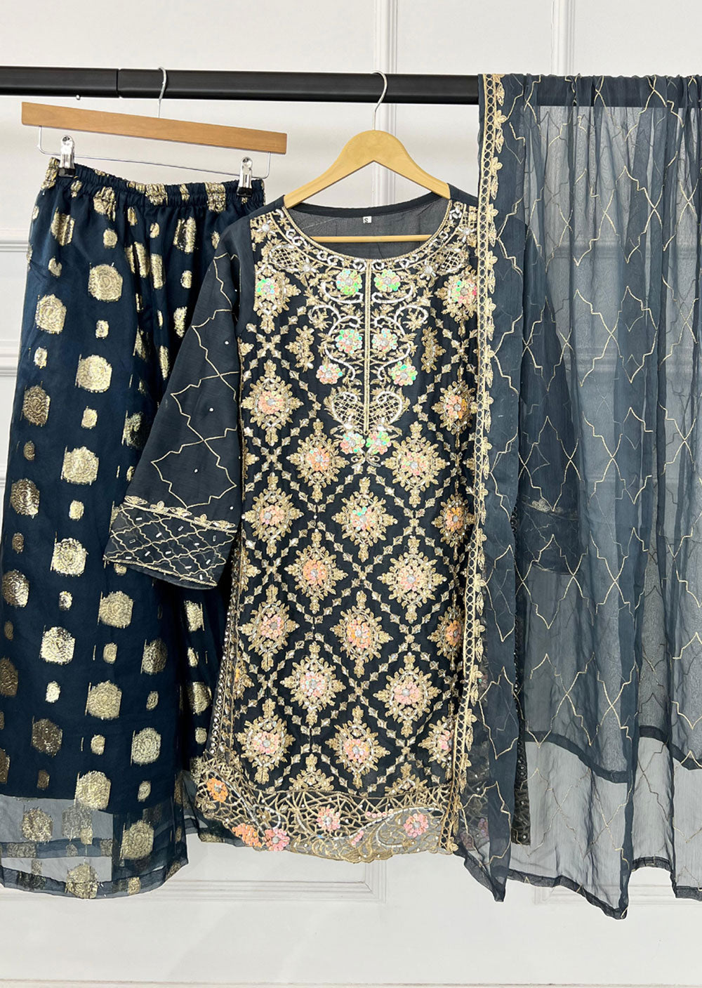 SLM612 Kiswa - Readymade Grey Chiffon Outfit - Memsaab Online