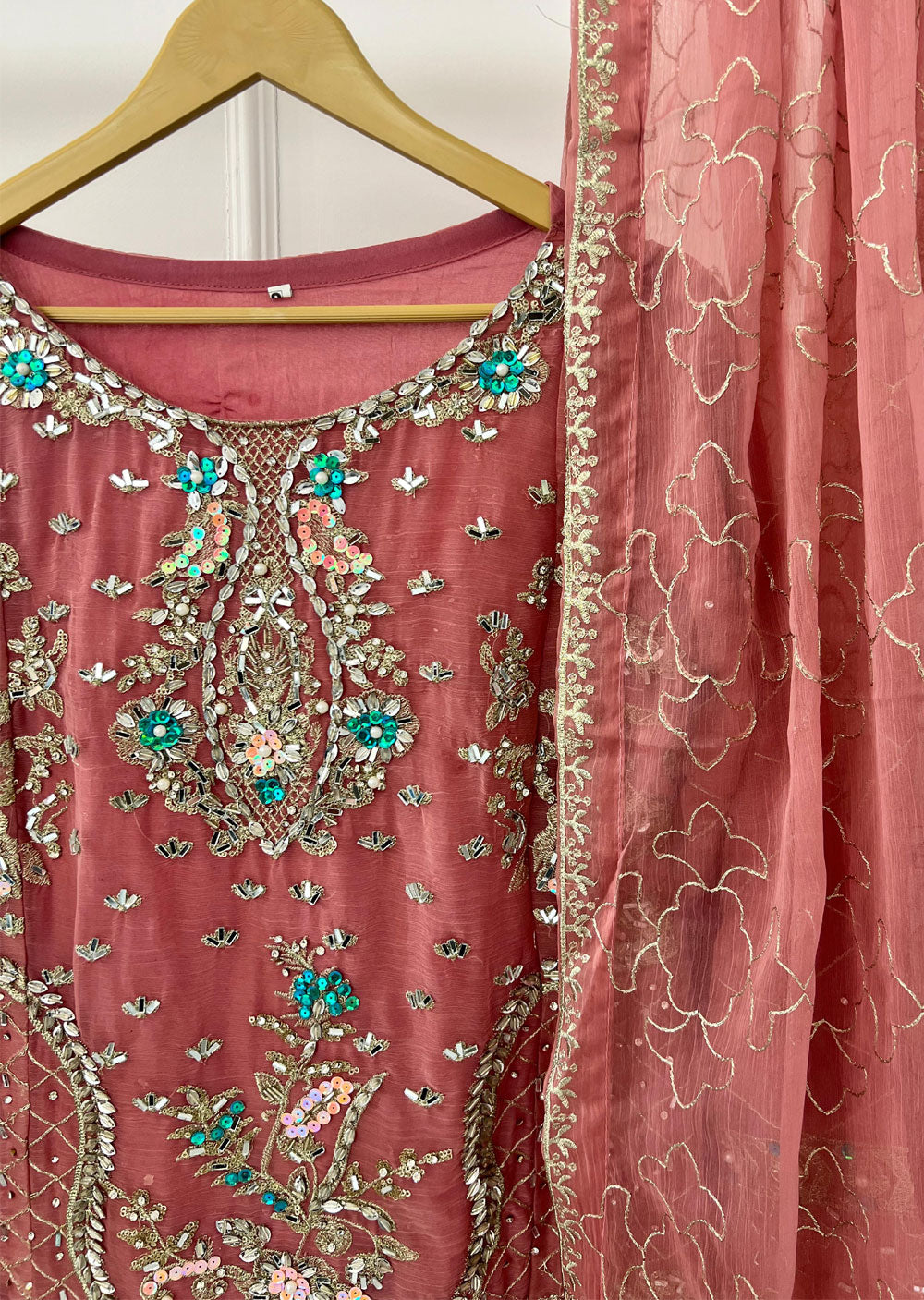 SLM613 Rum - Readymade Pink Chiffon Outfit - Memsaab Online