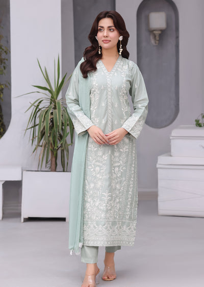 HK297 - Green - Readymade - Mother & Daughter Linen Outfit 2025 - Memsaab Online