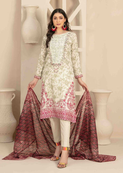 D-3461 - Readymade - Naama Embroidered Lawn By Tawakkal 2024 - Memsaab Online