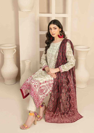 D-3461 - Readymade - Naama Embroidered Lawn By Tawakkal 2024 - Memsaab Online