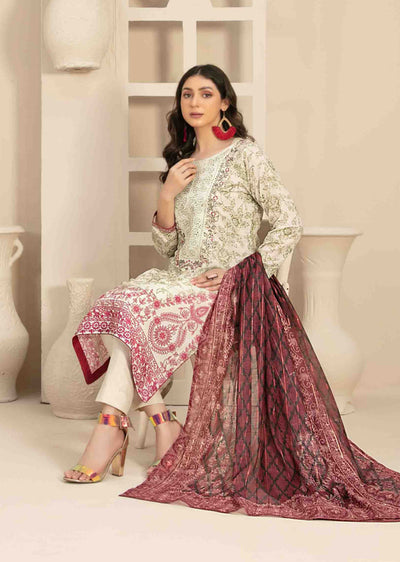 D-3461 - Readymade - Naama Embroidered Lawn By Tawakkal 2024 - Memsaab Online