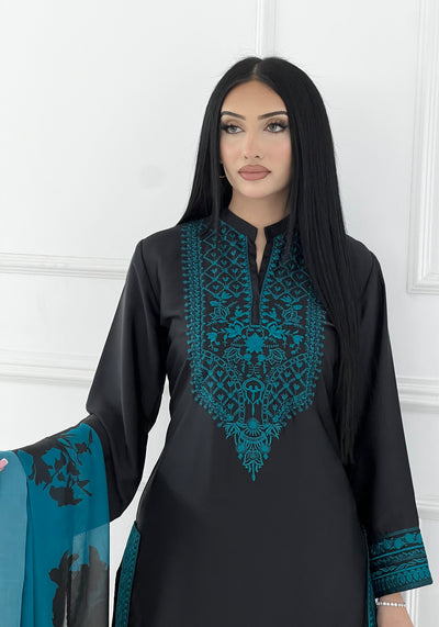 RBY-126-Readymade - Silk 3 Piece Embroidery Suit 2025 - Memsaab Online