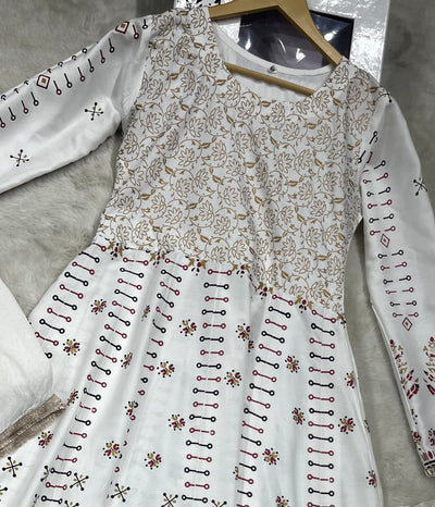HK122 - White - Readymade Linen Outfit - Memsaab Online