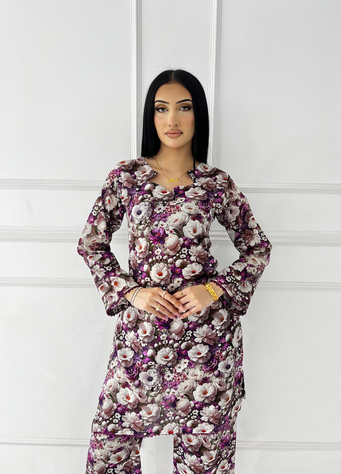 BUT-109 - Nude Perple - S.Prints Printed Lawn Co-ords - Memsaab Online