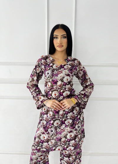BUT-109 - Nude Perple - S.Prints Printed Lawn Co-ords - Memsaab Online