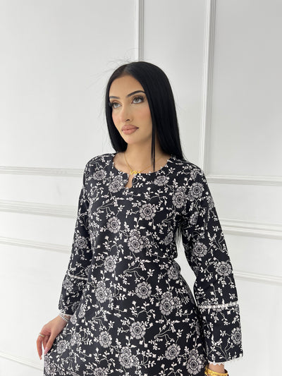 BUT-116- Black- S.Prints Printed Lawn Co-ords - Memsaab Online