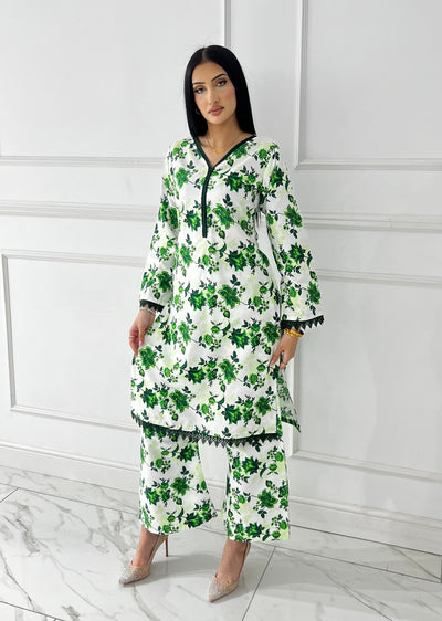 BUT-121- Green- S.Prints Printed Lawn Co-ords - Memsaab Online