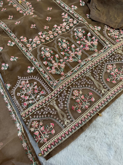 HK108 - Brown - Readymade Linen outfit - Memsaab Online
