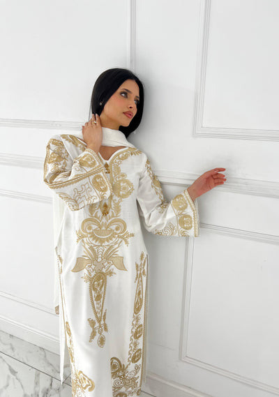 HK273 Riya - White Linen Oufit - Memsaab Online