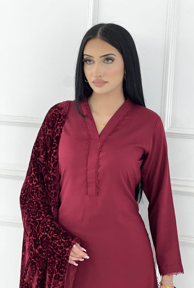 ASMB-01 - Maroon - Readymade Mughal Palachi Suit 2025 - Memsaab Online