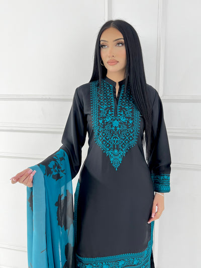 RBY-126-Readymade - Silk 3 Piece Embroidery Suit 2025 - Memsaab Online