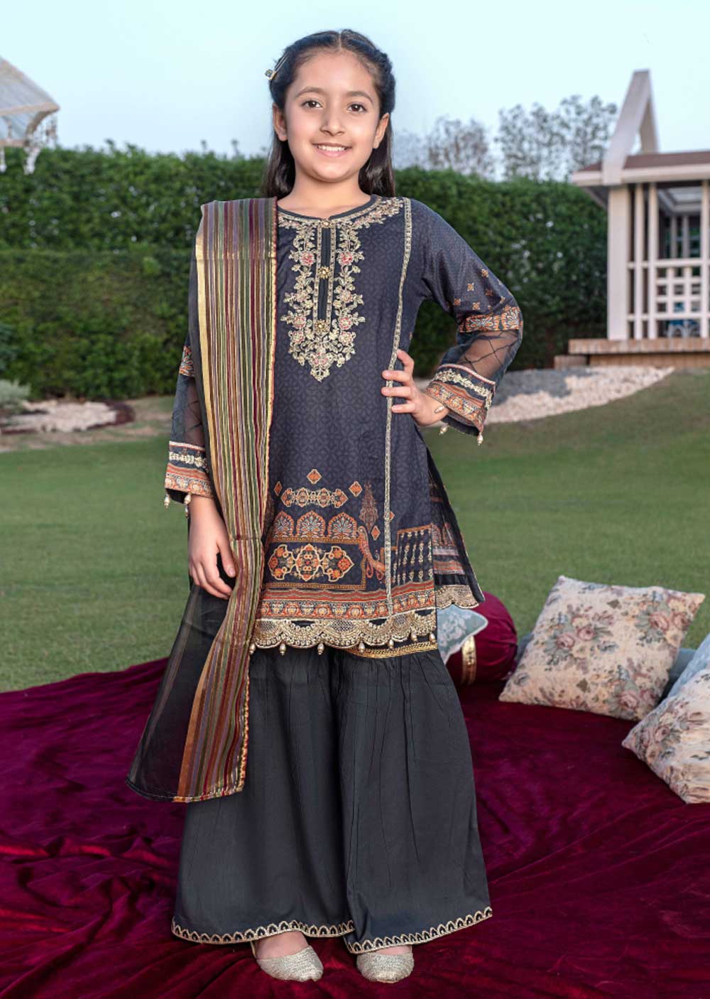 AL-695 - Readymade - Kids Luxury Lawn Collection by Ally's 2023 - Memsaab Online