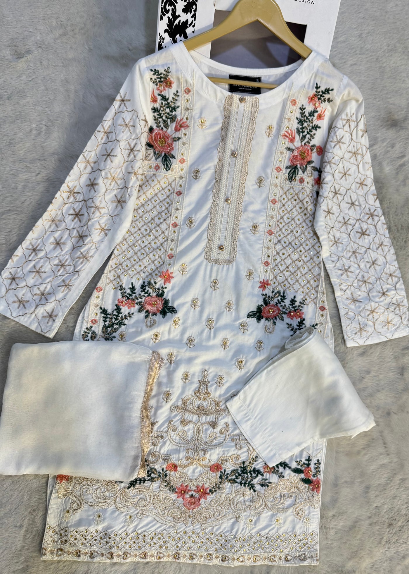 HK110 Safia - Teal Readymade Linen Suit - Memsaab Online