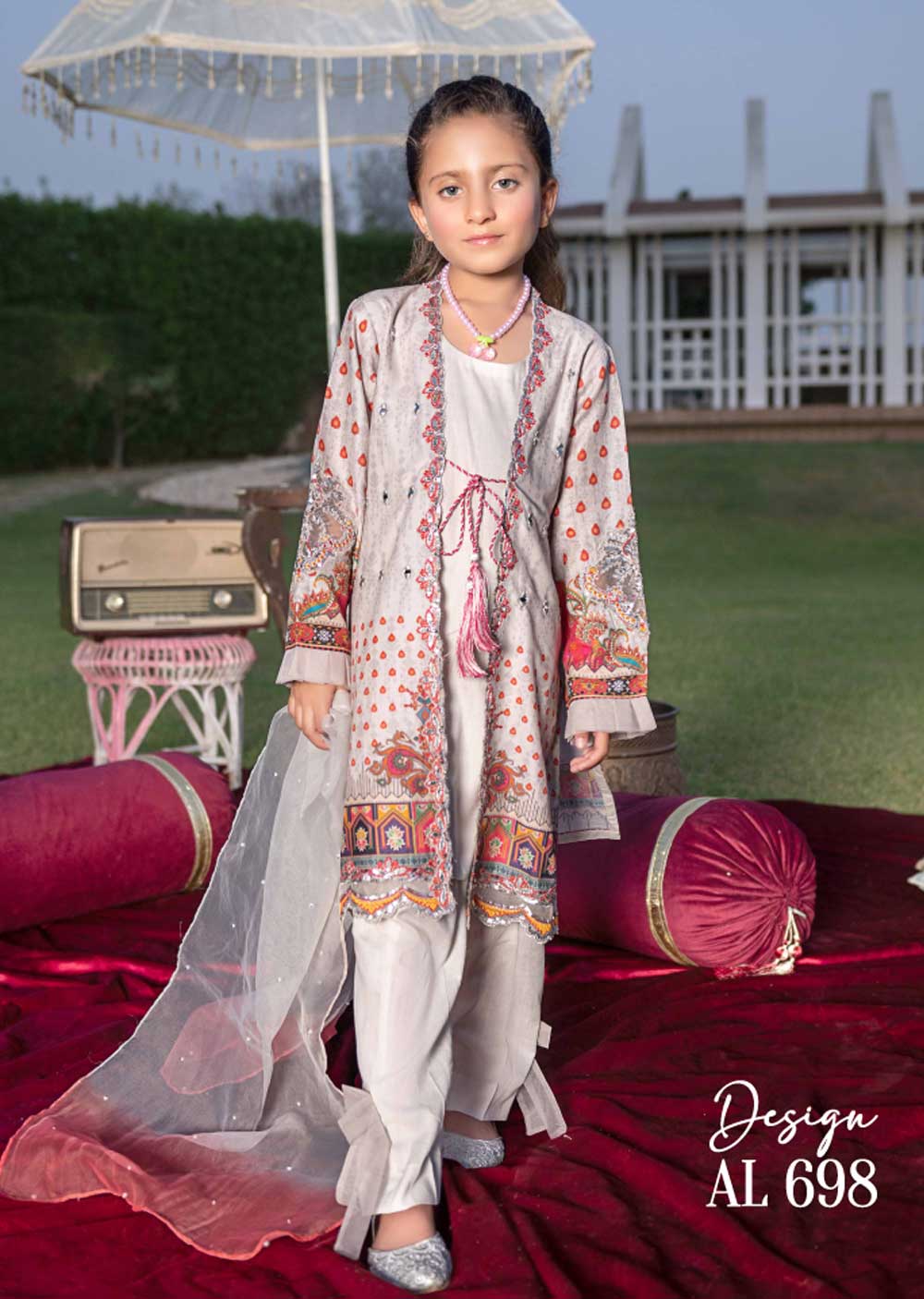 AL-698 - Readymade - Kids Luxury Lawn Collection by Ally's 2023 - Memsaab Online