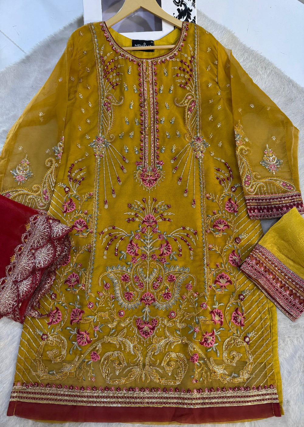 HK107 - Mustard - Readymade Linen outfit - Memsaab Online