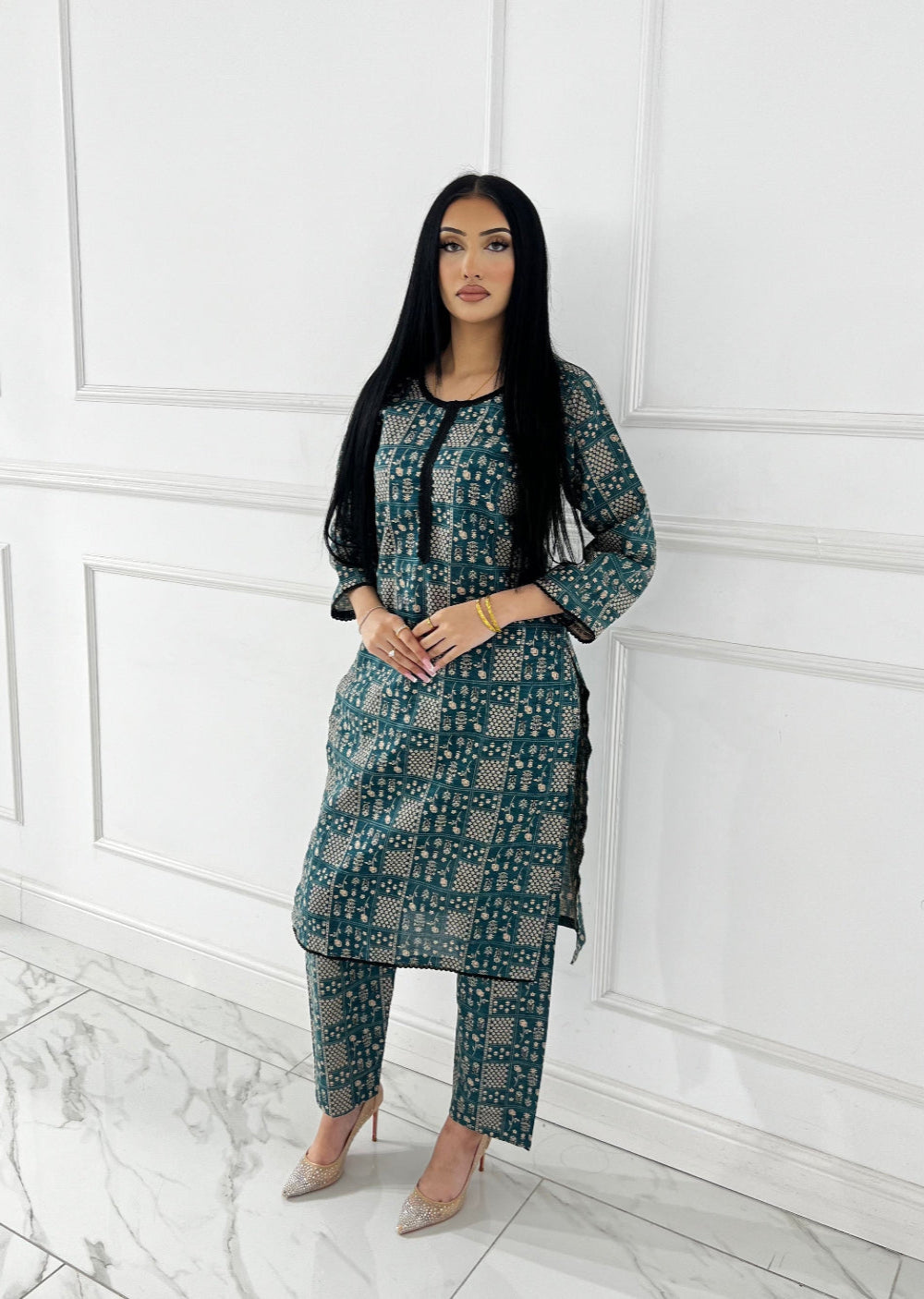 SLMN-23 Readymade Khaddar Co-ord - Memsaab Online