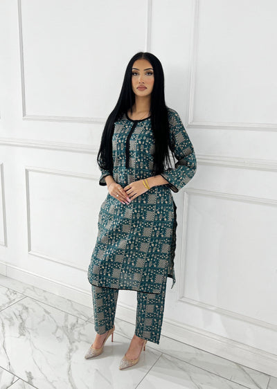 SLMN-23 Readymade Khaddar Co-ord - Memsaab Online