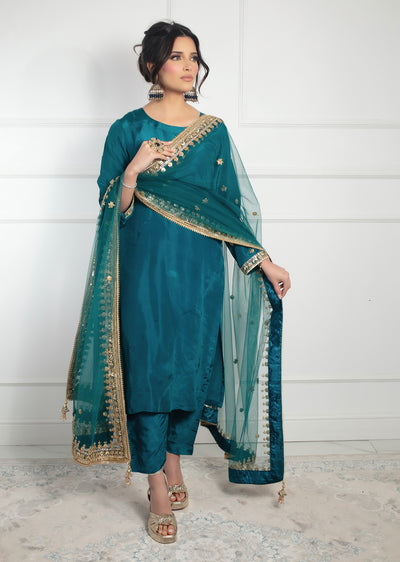 SRB1221 - Rubab - Teal- Sehrish.B Designer - Memsaab Online