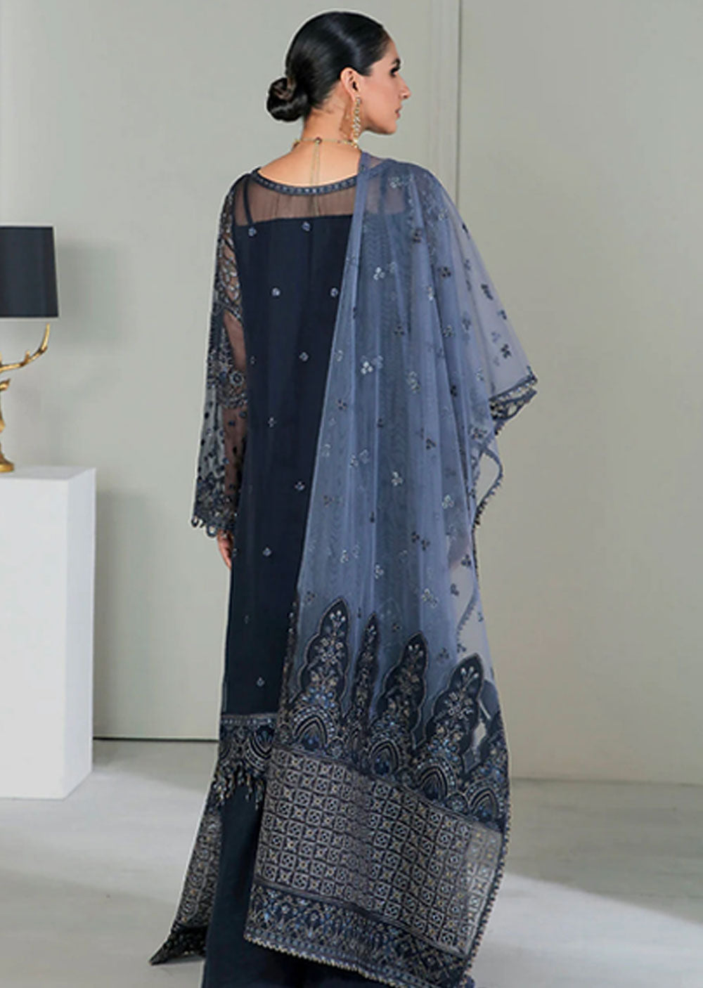 UF-D185 - Readymade - Baroque Embroidered Chiffon Suit 2024 - Memsaab Online