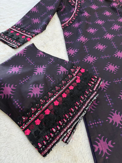 RBY-108 - RABIYA -Black Cotton 2 Piecce Co-ord Farshi - Memsaab Online