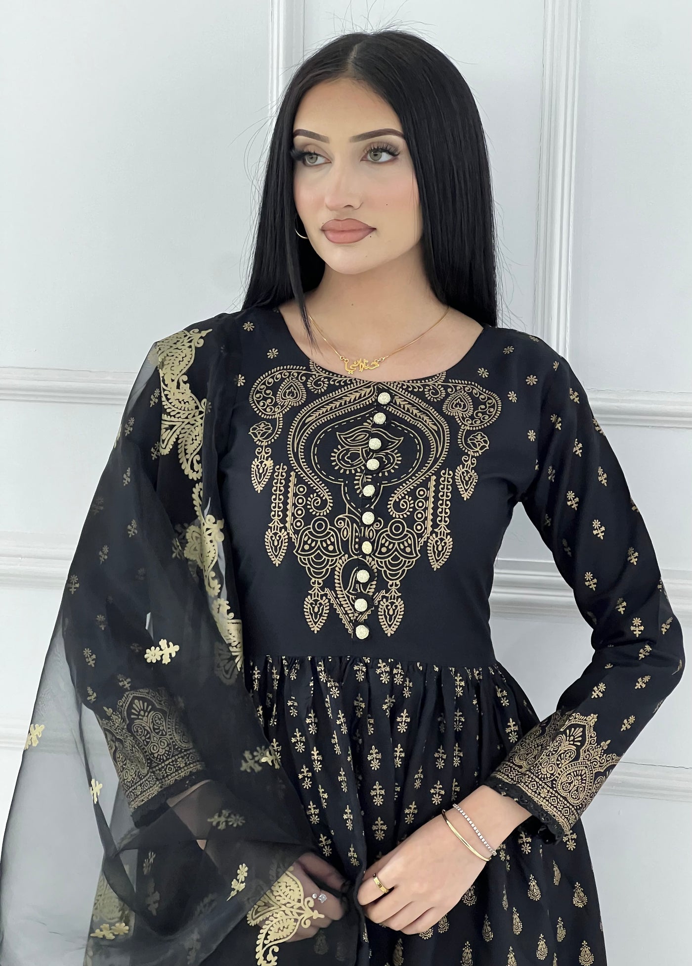 HK245 Gavinchi - Black Readymade Mother & Daughter Dress - Memsaab Online