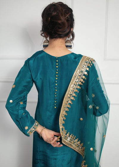 SRB1221 - Rubab - Teal- Sehrish.B Designer - Memsaab Online