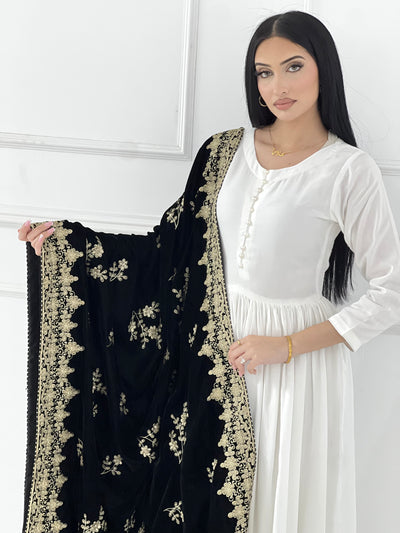 SMV103 Embroidered Velvet Shawl - Memsaab Online